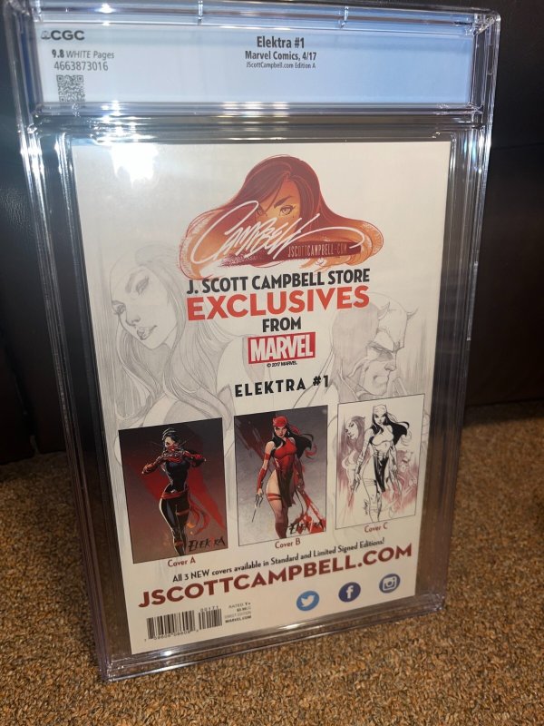 Elektra Vol 4, #1 (2017), J Scott Campbell A Variant CGC Graded 9.8