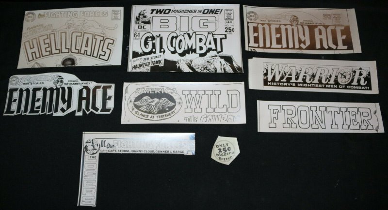 War Stories STAT Logos 9pc LOT - Joe Kubert's File Copy w COA - 1970s