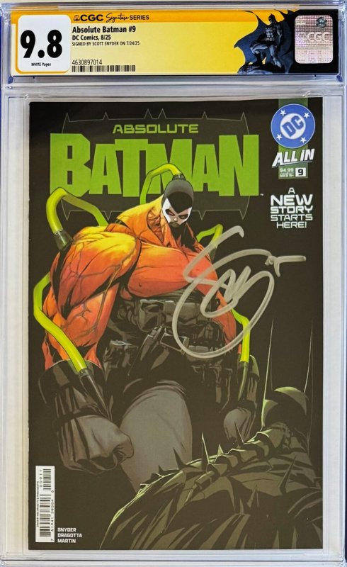 ABSOLUTE BATMAN #9 CGC 9.8 SS?DRAGOTTA COVER A SIGNED SCOTT SNYDER