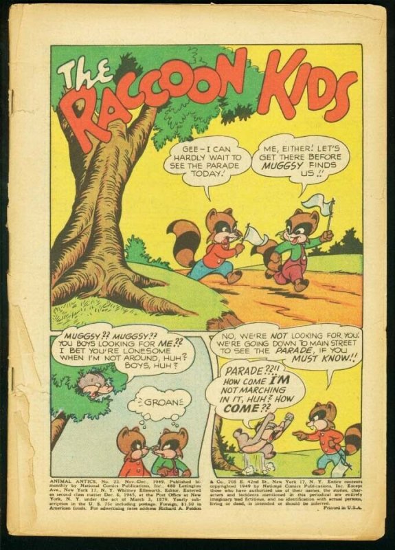 ANIMAL ANTICS #23 1949-DC COMICS-RACOON KIDS-BARGAIN P