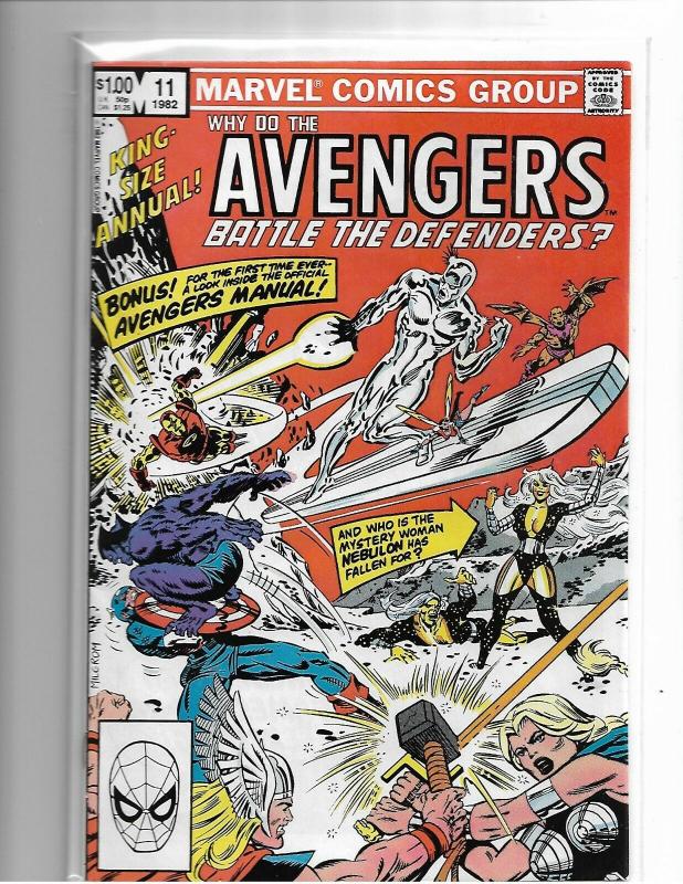 AVENGERS ANNUAL#11 - NM - DEFENDERS X-OVER - SILVER SURFER - BRONZE AGE KEY 