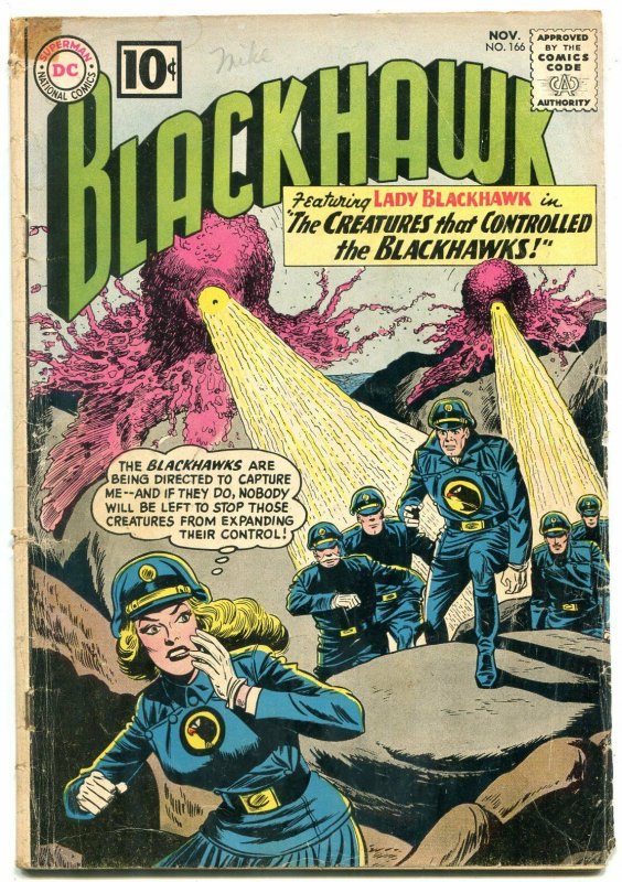 BLACKHAWK #166 1961-DC COMICS-WILD CREATURE COVER!!! G