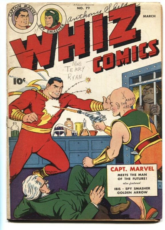 WHIZ COMICS #72-1946-CAPTAIN MARVEL-Golden Age incomplete