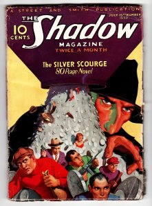 PULP:  SHADOW 1933 July 15 Tommy gun cover-STREET AND SMITH-RARE PULP vg