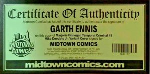 Marjorie Finnegan Temporal Criminal #1 Cover A,B,C Signed Garth Ennis W/COA!