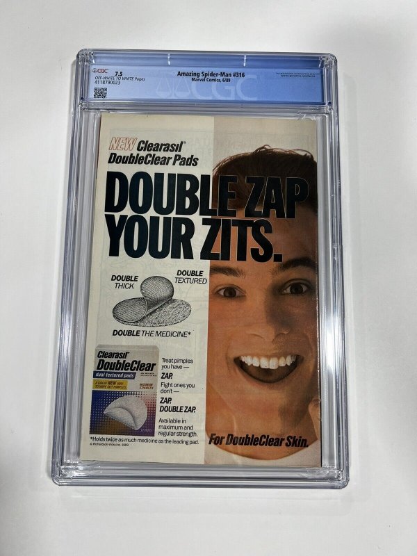 AMAZING SPIDER-MAN 316 CGC 7.5 OW/W PAGES MARVEL 1989 