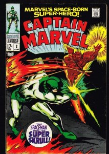 Captain Marvel #2 - Space Man & Super Skrull - 1968 (Fine+) WH