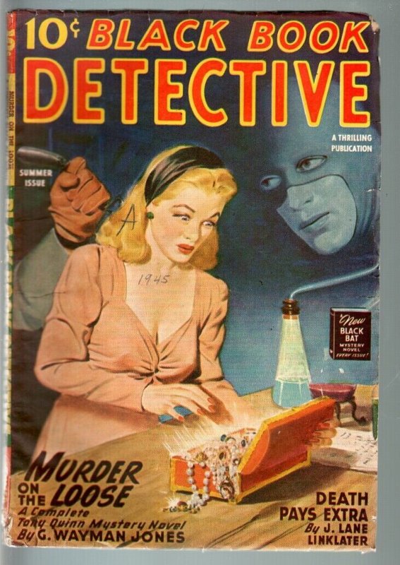 BLACK BOOK DETECTIVE 1945 SUM-BLACK BAT-PULP-HERO PULP-RARE VG+ 