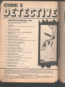 Code 5 Detective 2/1973-Gun Moll in stockings photo cover-She Wolves in Blue...