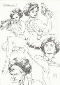 Daredevil: Misty Knight 4 Figure Comic Book Design Art Signed art by Thony Silas