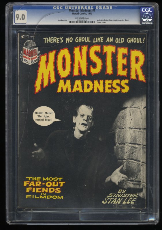 Monster Madness #1 CGC VF/NM 9.0 Off White Frankenstein!