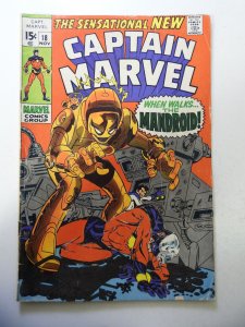 Captain Marvel #18 (1969) VG- Condition indentions/ink tracing on fc