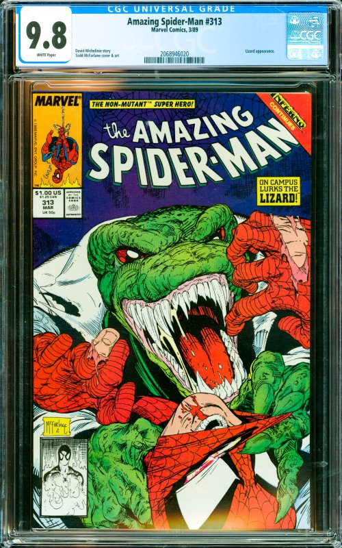 Amazing Spider-Man #313 CGC Graded 9.8 Lizard appearance.