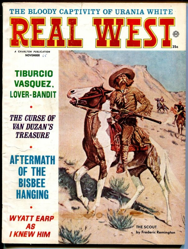 Real West 11/1965-Rederic Remington cover-Wyatt Earp-lover bandit-VG+