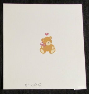 VALENTINES Cute Teddy Bear w/ Heart 5.5x6 Greeting Card Art #1095 w/ Background