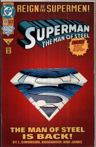 Superman: The Man of Steel #22 Die-Cut Cover (1993) Steel [Key Issue]