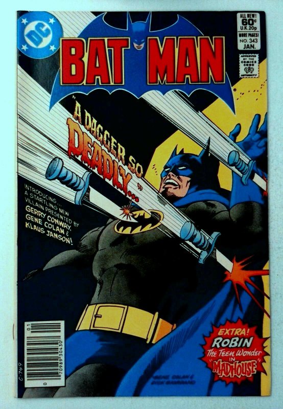 Batman #343 DC 1982 VF Bronze Age 1st Printing Comic Book