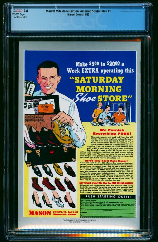 Marvel Milestone Edition: The Amazing Spider-Man #1 #1 CGC NM/M 9.8 White