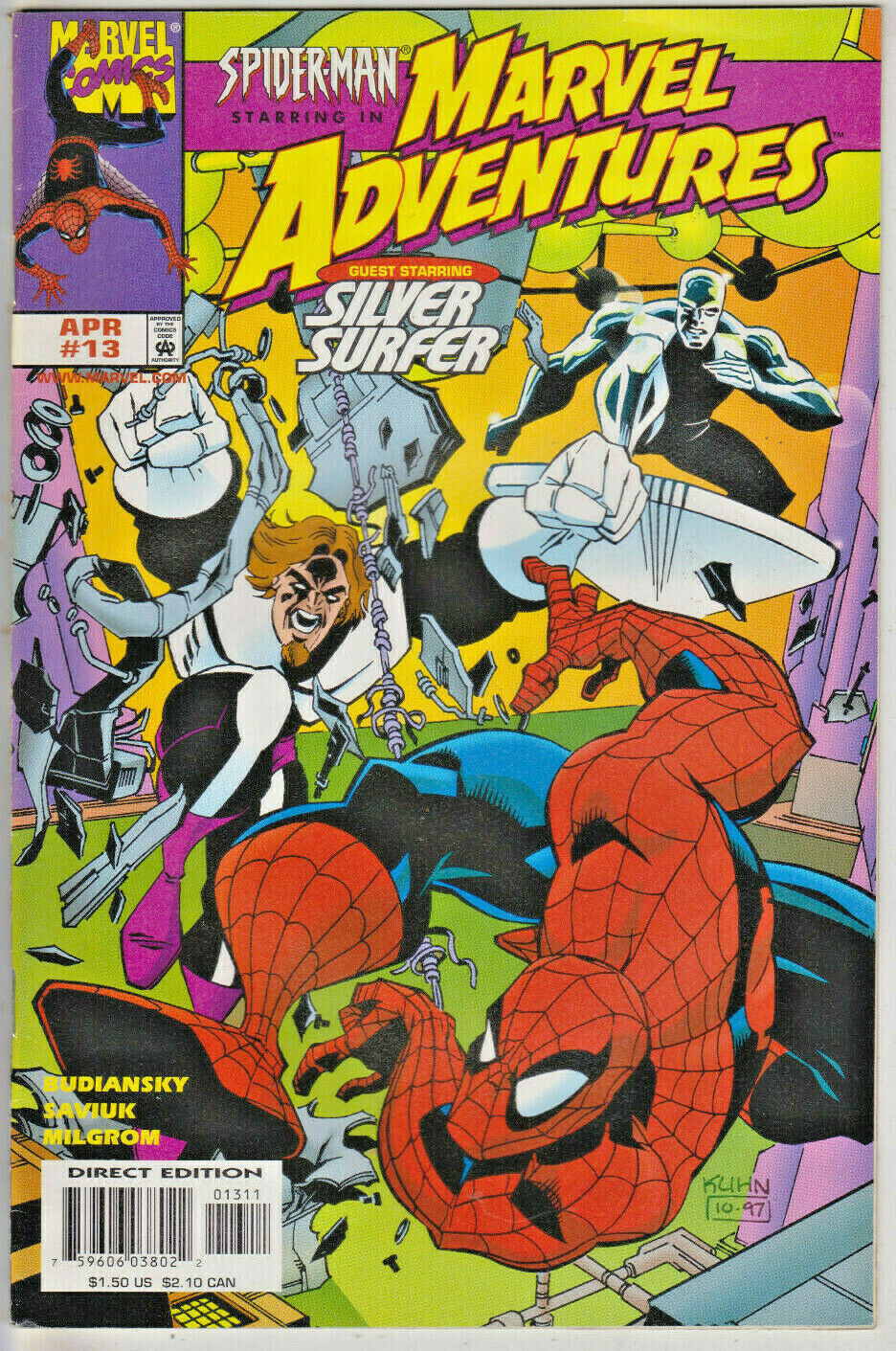 spider-man starring in marvel adventures: guest starring silver surfer 13