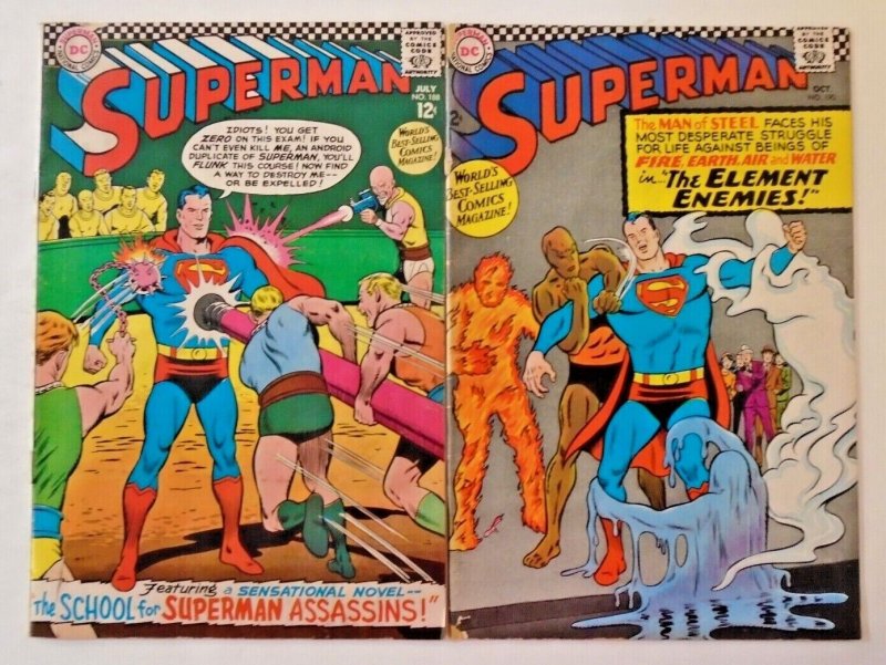 Superman v1 #188 vgfn, #190 vg (2 books)