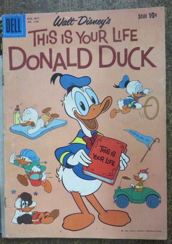 This Is Your Life Donald Duck F C 1109 Dell 8 1960 G Donald S Origin Comic Books Silver Age Dell Donald Duck Cartoon Character Hipcomic