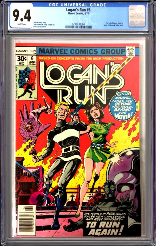 Logans Run 6 Cgc 9.4 1st Solo Thanos Story