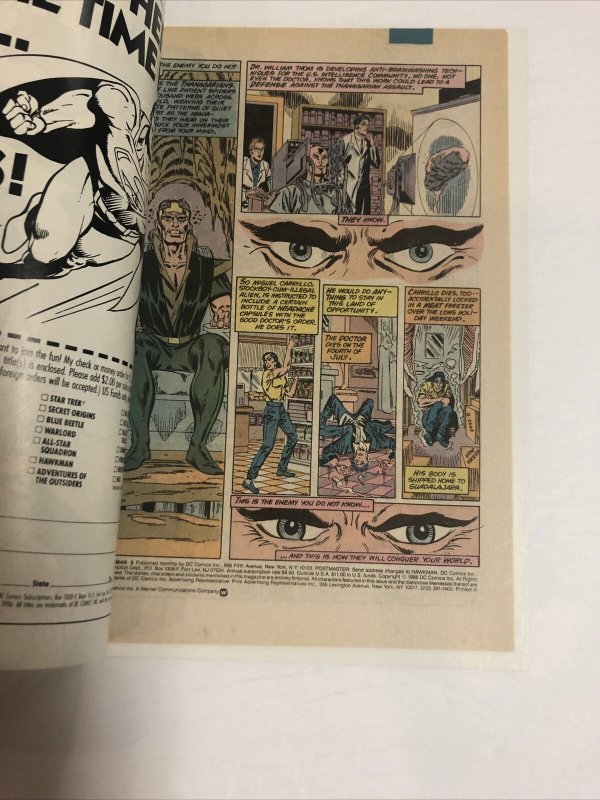 Hawkman (1986) # 3 (NM) Canadian Price Variant CPV !