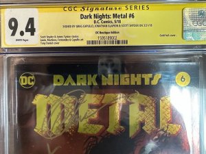 DARK NIGHTS METAL #6 GOLD FOIL VARIANT COVER CGC 9.4 SS SNYDER CAPULLO GLAPION
