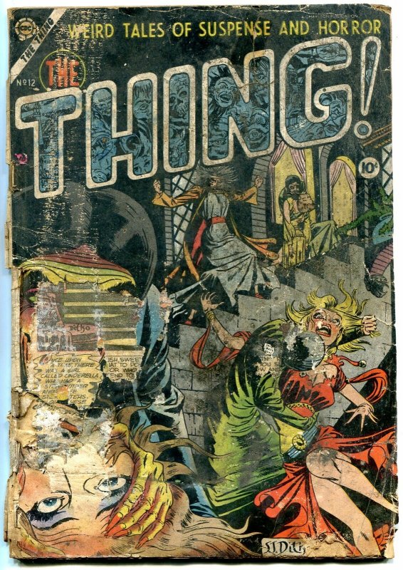 THING! #12 1954- 1st published DITKO cover- Cinderlla- Rare Golden Age POOR