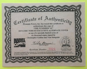 PUNISHER 1 DF VARIANT COVER SIGNED GOLDEN & SNIEGOSKI MARVEL 1998