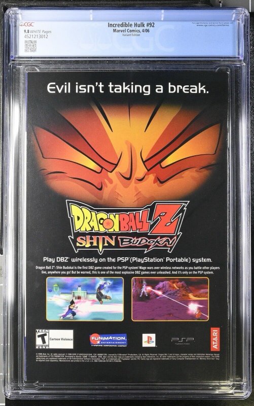 Incredible Hulk 92 Cgc 9.8 Variant Marvel 2006