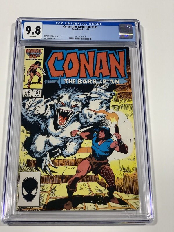 Conan The Barbarian 181 cgc 9.8 wp marvel  
