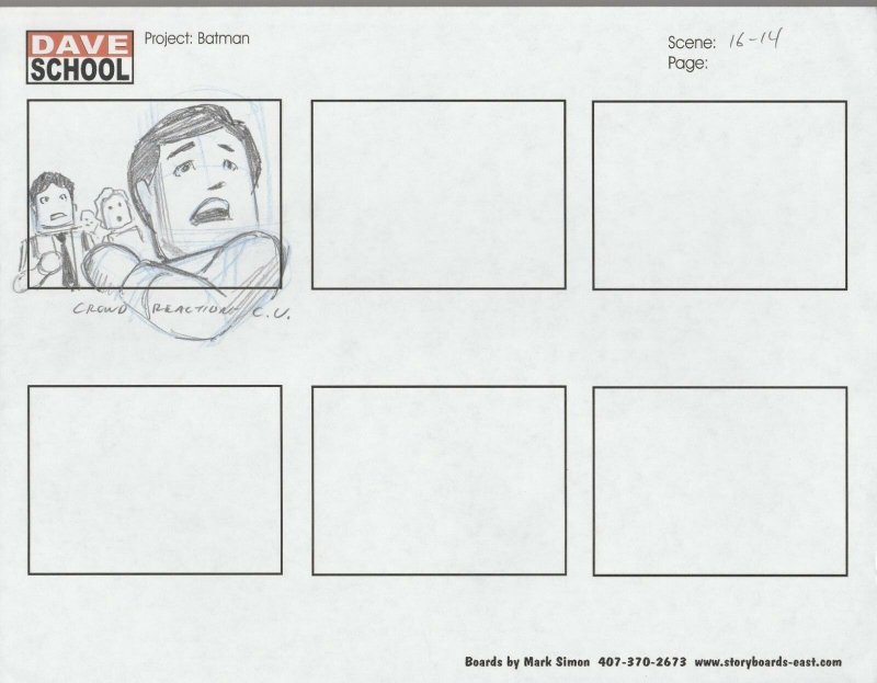 2004 LEGO BATMAN Storyboard Art by Mark Simon VF 8.0 Crowd Scene16-14