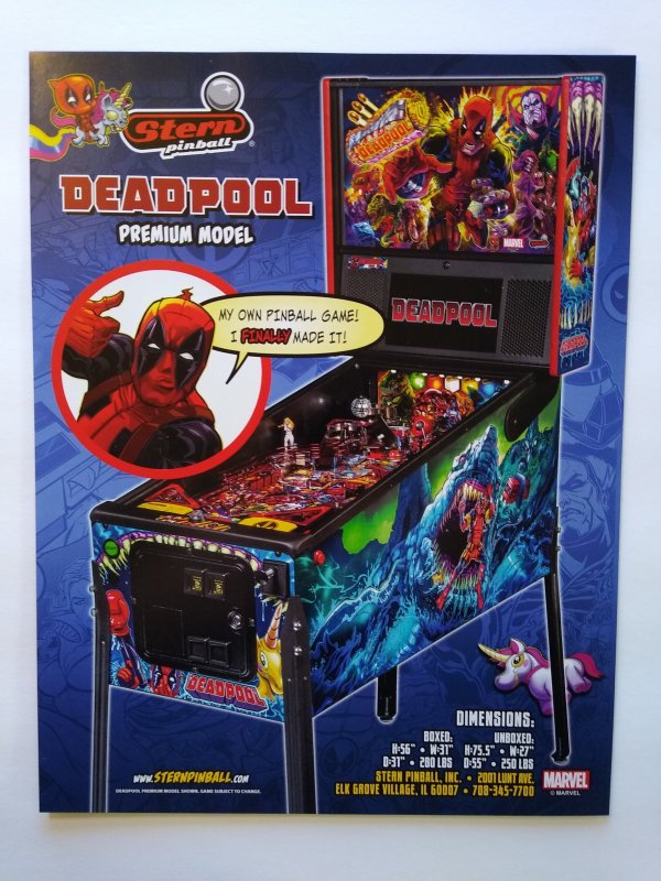 Dead Pool Premium Model Pinball Flyer Marvel Comic Superhero Art Print