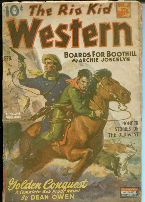 Rio Kid Western 2/1945-Thrilling-Bob Pryor-continuing hero pulp-Dean Owen-VG