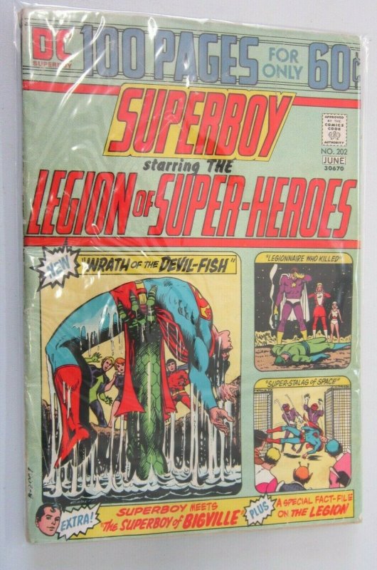 Superboy #202 1st Series 100 Page Giant 2.0 cover half detached (1974) 