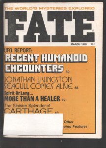 Fate 3/1978-Recent Humanoid Encounters-Sinister Splendor of Carthage-Mystic-o...