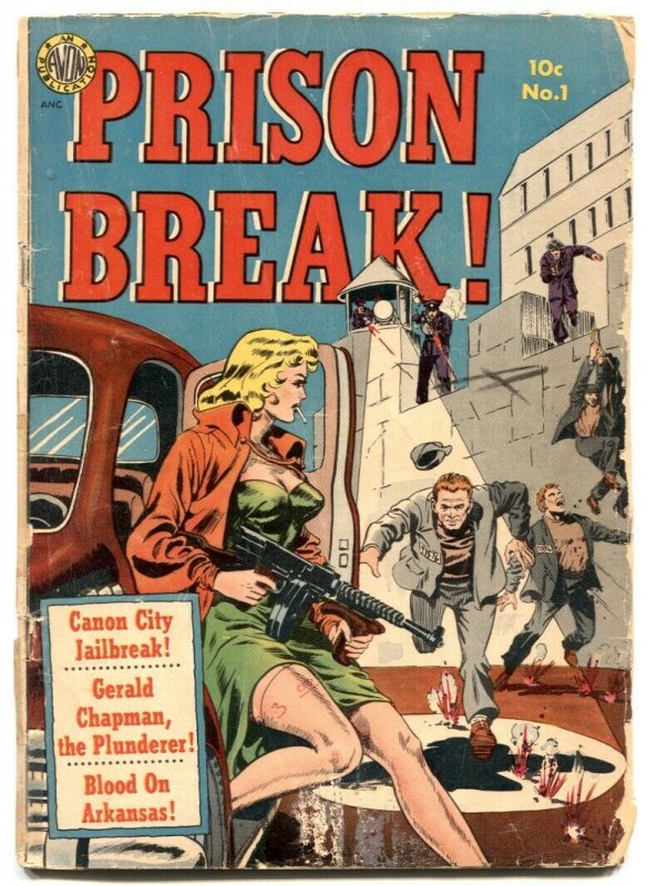 Prison Break #1 1951- Classic Wally Wood gun moll headlight cover F/G