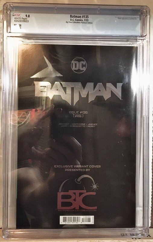 Batman #135/900 Big Time Collectibles Black Platinum Foil Variant CGC 9.8 NM+/M