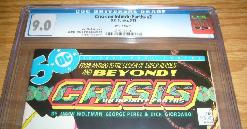Crisis on Infinite Earths #2 CGC 9.0 marv wolfman - george perez - dc comics 