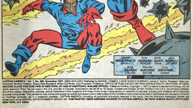 CAPTAIN AMERICA Comic # 335 — John Walker Replacement Cap —1987 Marvel Fine Cond 