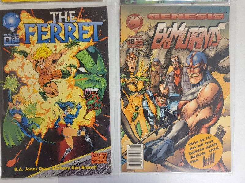 4 Malibu Comics #1 3 4 The Ferret + #18 Ex-Mutants 52 TJ12