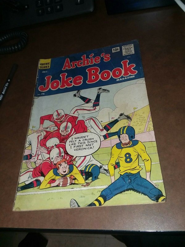 Archie's Joke Book Comic Book #75 Archie Comics 1963 football cover silver age