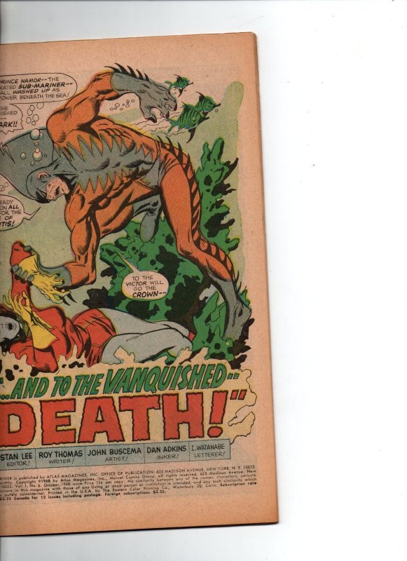 Sub-Mariner #6 - Namor - 2nd appearance Tiger Shark - 1968 - FN