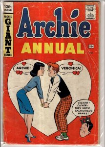 Archie Annual #13 (1961) tape on spine, moisture damage back cover