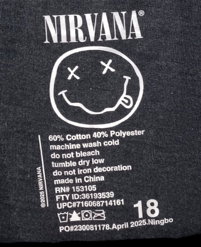 YELLOW SMILEY | NIRVANA TOUR BOYS 18 GRAPHIC COTTON TEE | NEW W/TAGS
