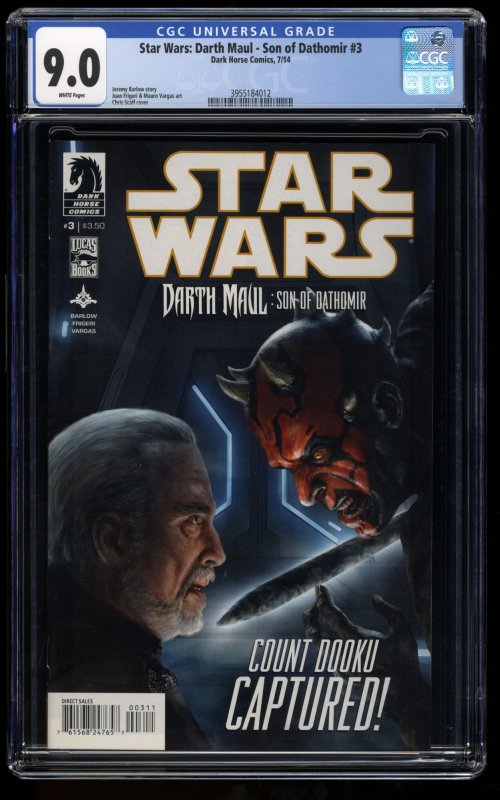 Star Wars: Darth Maul - Son of Dathomir #3 CGC VF/NM 9.0 White Pages