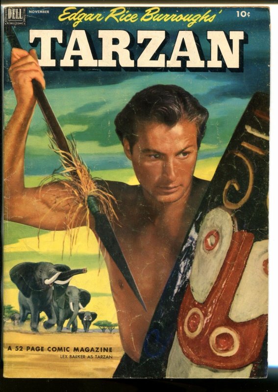 TARZAN #38-1952-DELL-BURROUGHS-MARSH-LEX BARKER PHOTO COVER-vg