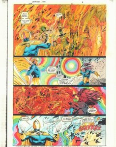JSA #51 p.6 Color Guide Art - Crazy Surreal Dr. Fate vs. Mordru - by John Kalisz