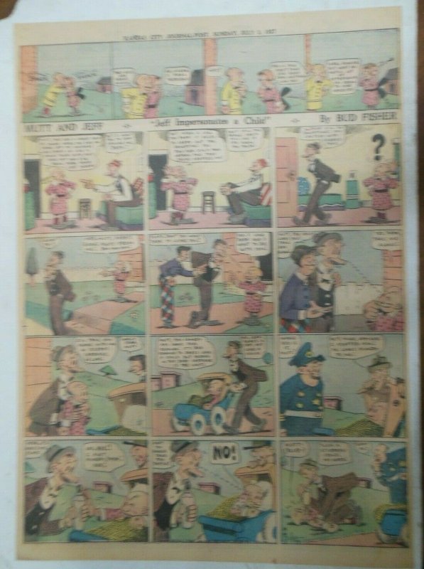 Mutt and Jeff Sunday by Bud Fisher from 7/3/1927 Very Large Full Size Page